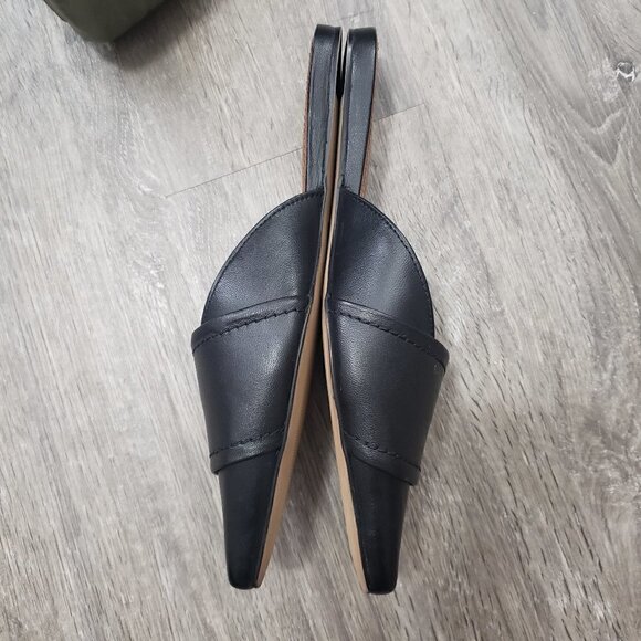 Asos Leather Slides Square Toe Gold Nugget Sz 37 - Picture 3 of 7